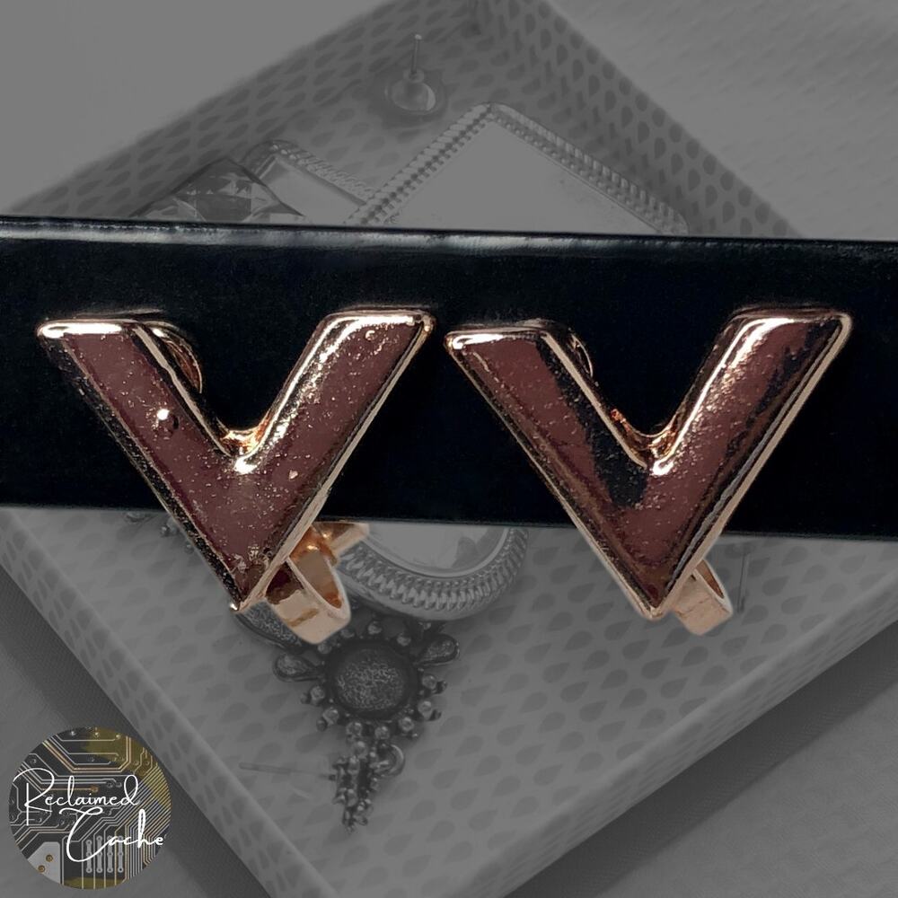 Rose Gold V Clip-On Stud Earrings